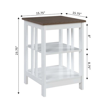 Mission End Table, Driftwood/White