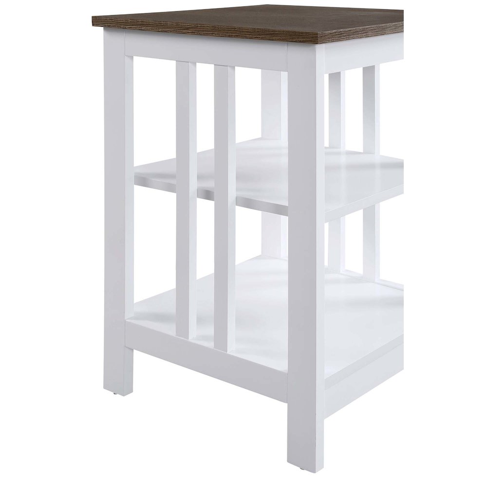 Mission End Table, Driftwood/White