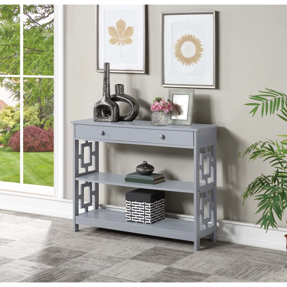 Town Square 1 Drawer Console Table, Gray
