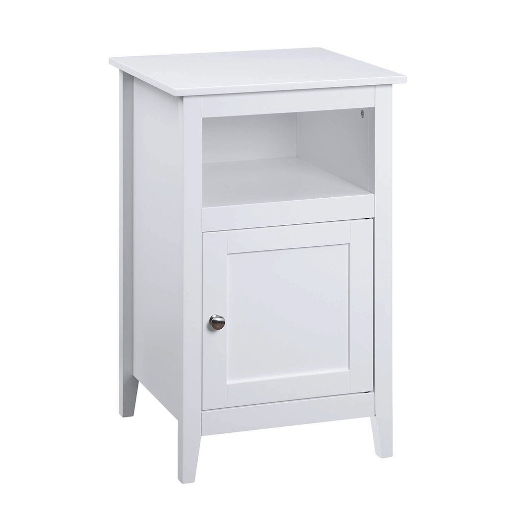 Designs2Go End Table with Storage Cabinet and Shelf, White