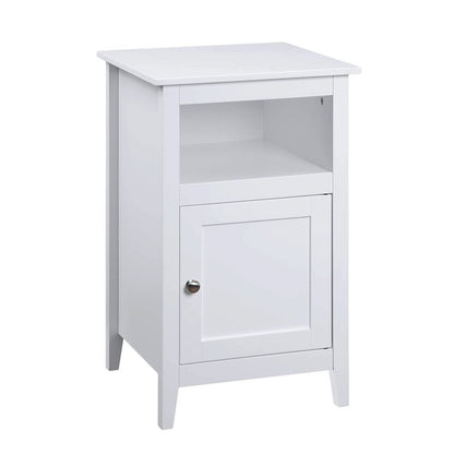 Designs2Go End Table with Storage Cabinet and Shelf, White