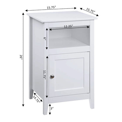 Designs2Go End Table with Storage Cabinet and Shelf, White