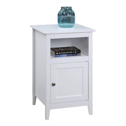 Designs2Go End Table with Storage Cabinet and Shelf, White
