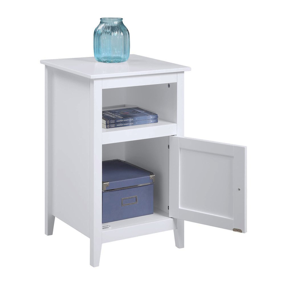 Designs2Go End Table with Storage Cabinet and Shelf, White