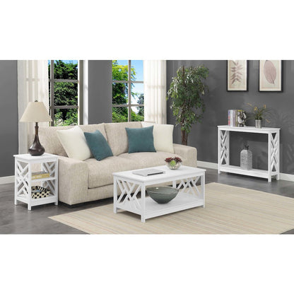 Titan End Table with Shelves, White