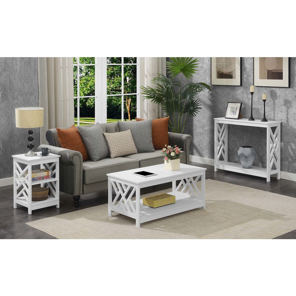 Titan End Table with Shelves, White