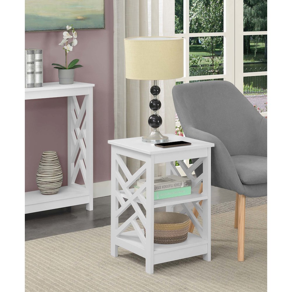 Titan End Table with Shelves, White