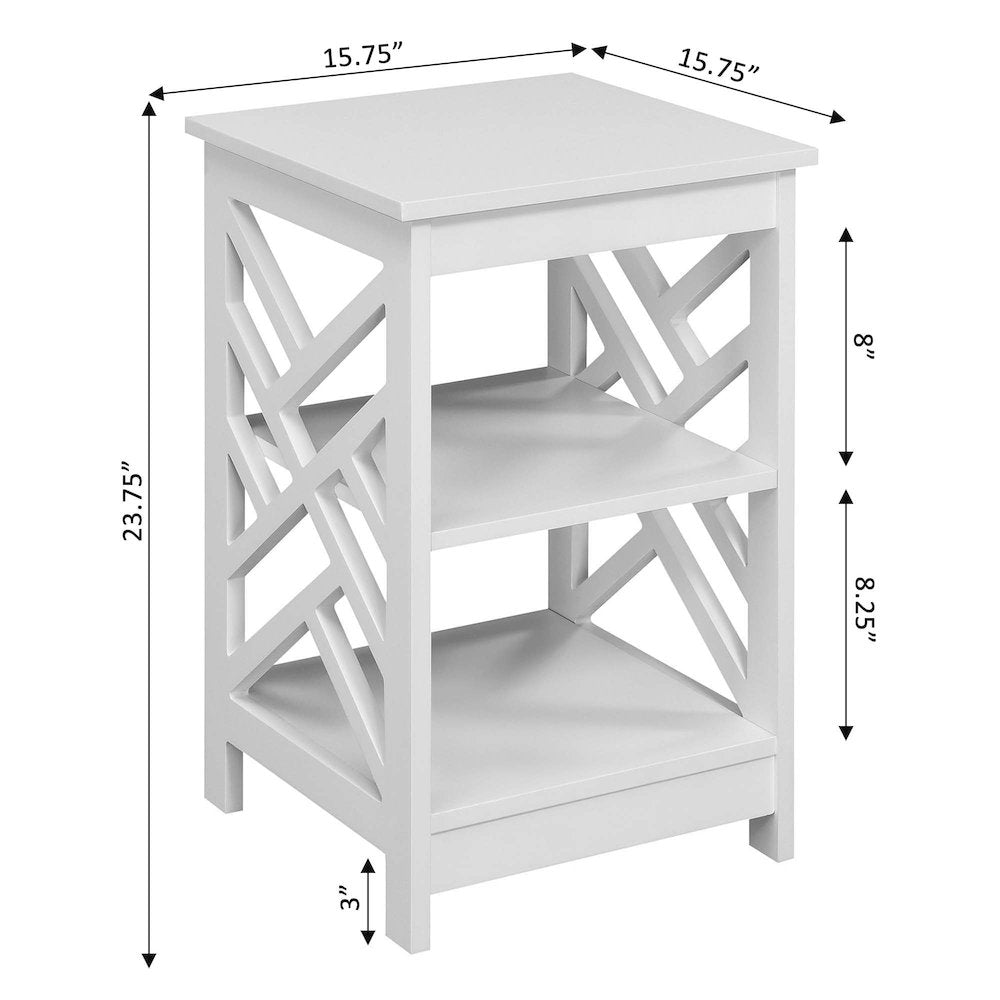 Titan End Table with Shelves, White