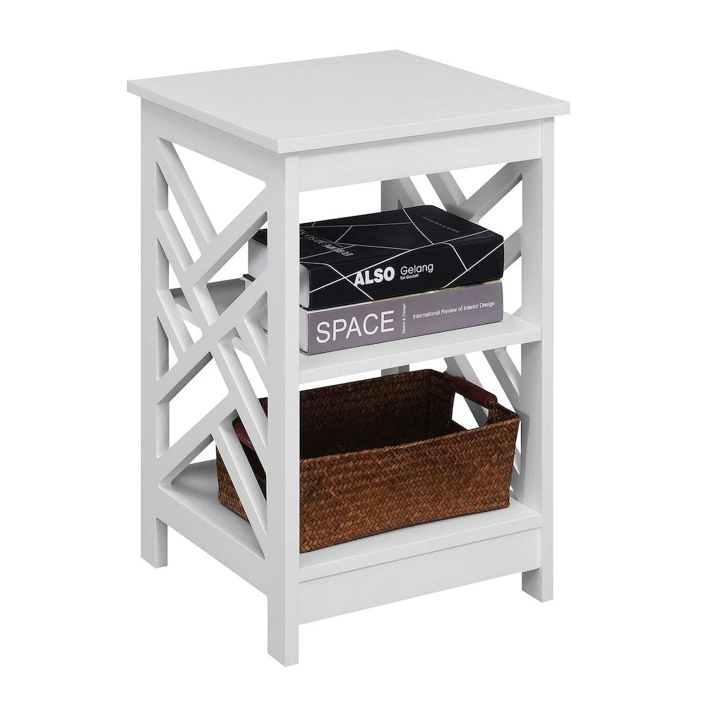Titan End Table with Shelves, White
