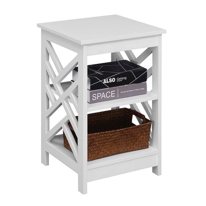 Titan End Table with Shelves, White