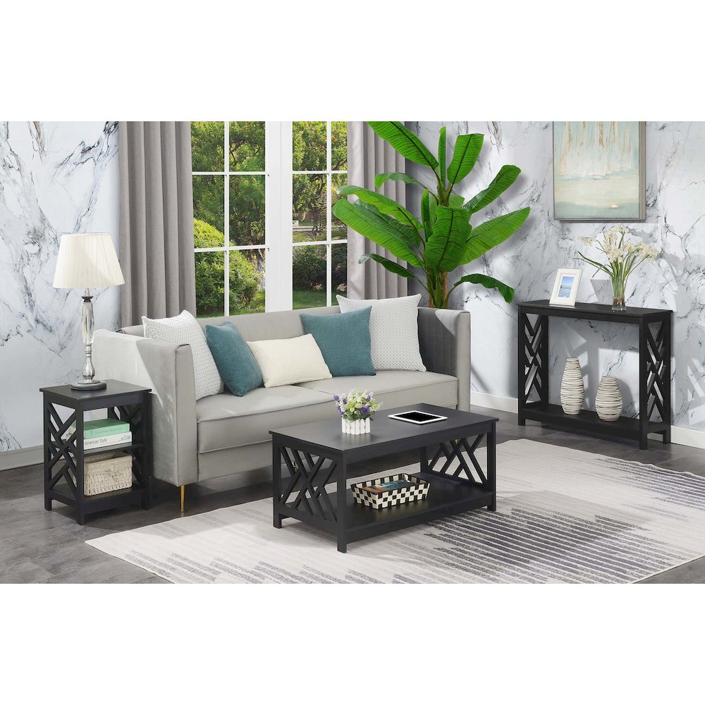 Titan Coffee Table with Shelf, Black
