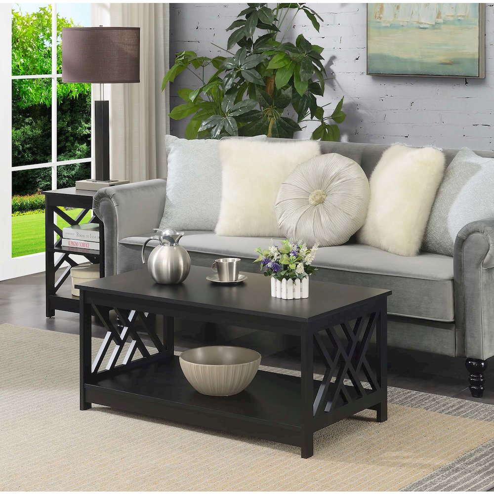 Titan Coffee Table with Shelf, Black