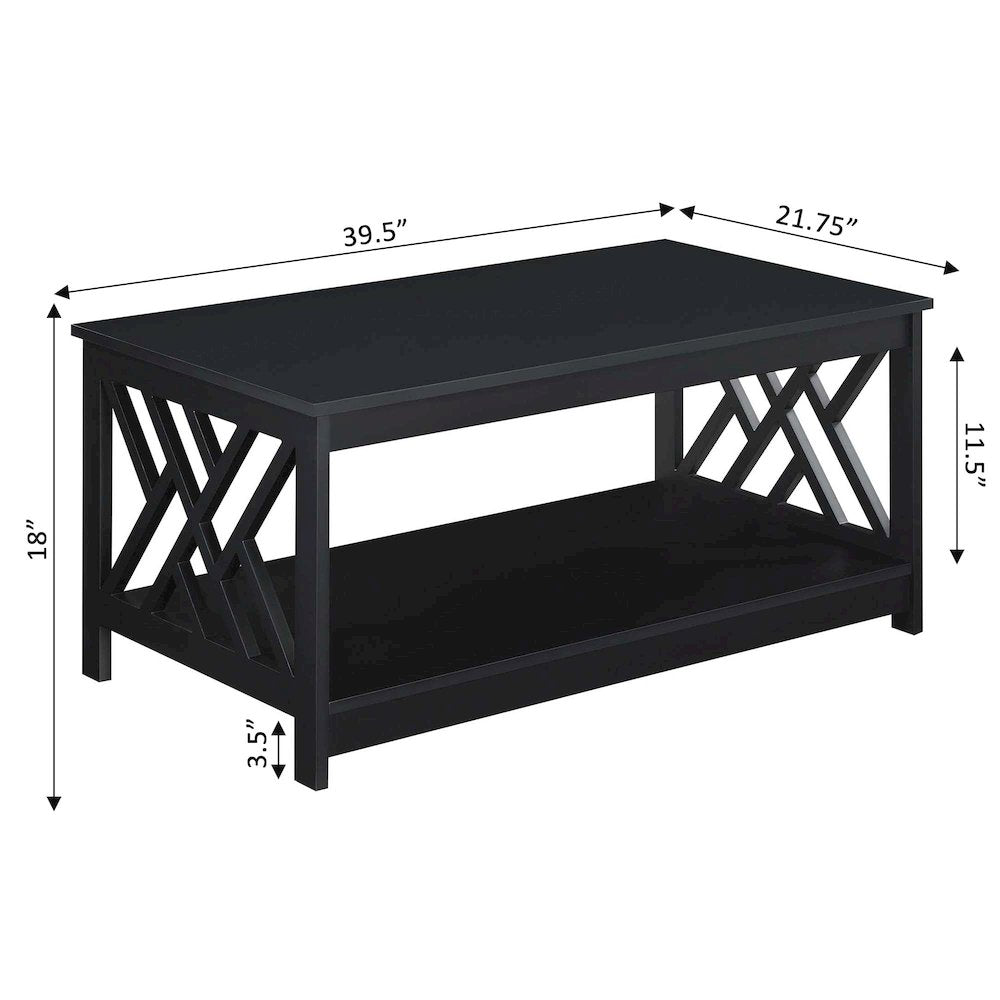 Titan Coffee Table with Shelf, Black
