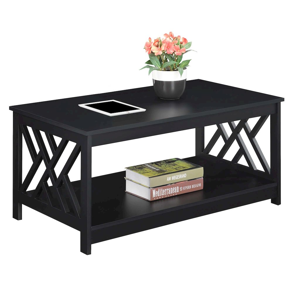 Titan Coffee Table with Shelf, Black