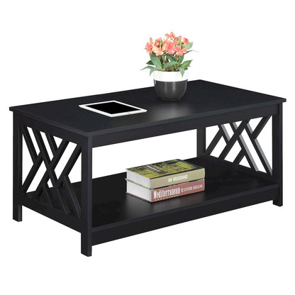 Titan Coffee Table with Shelf, Black