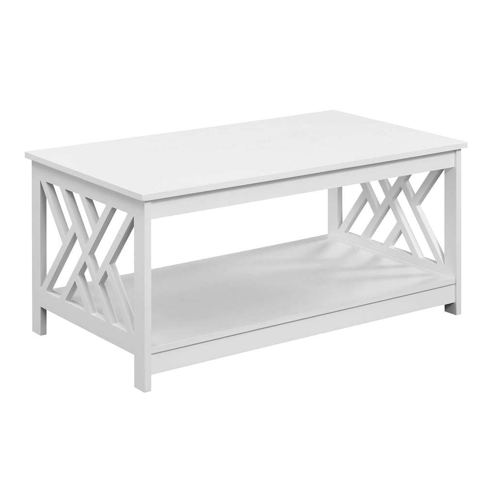 Titan Coffee Table with Shelf, White