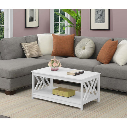 Titan Coffee Table with Shelf, White