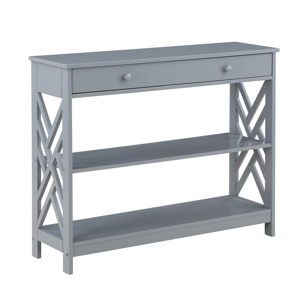 Titan 1 Drawer Console Table with Shelves, Gray