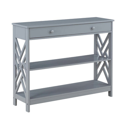 Titan 1 Drawer Console Table with Shelves, Gray