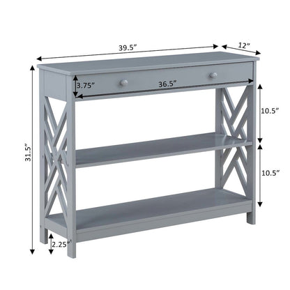 Titan 1 Drawer Console Table with Shelves, Gray
