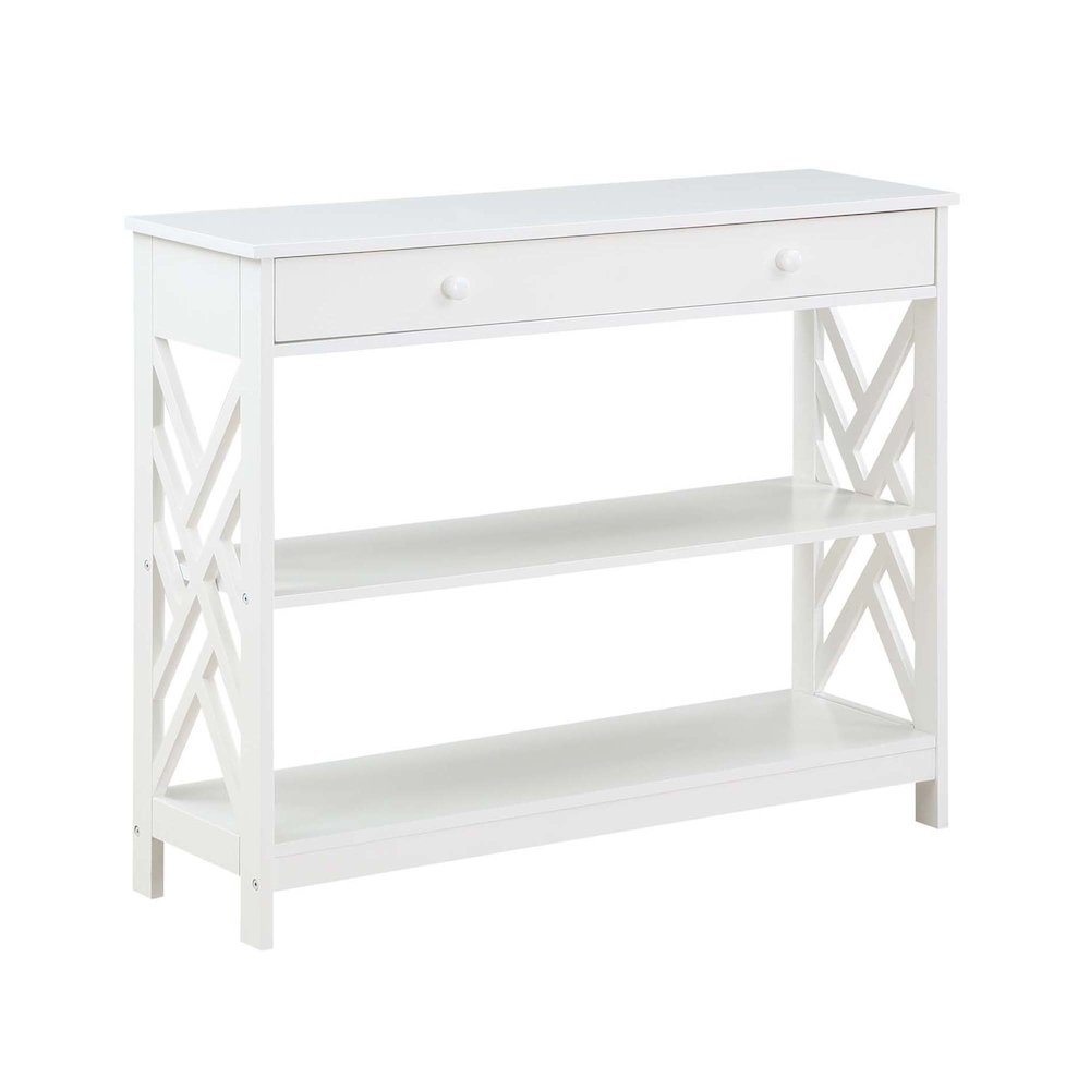 Titan 1 Drawer Console Table with Shelves, White