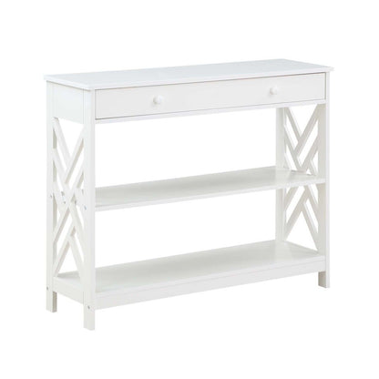 Titan 1 Drawer Console Table with Shelves, White