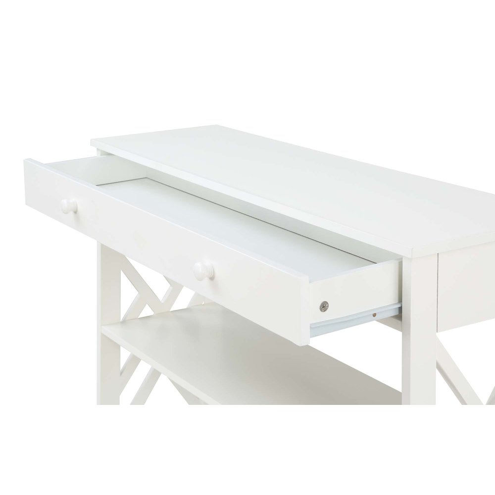 Titan 1 Drawer Console Table with Shelves, White