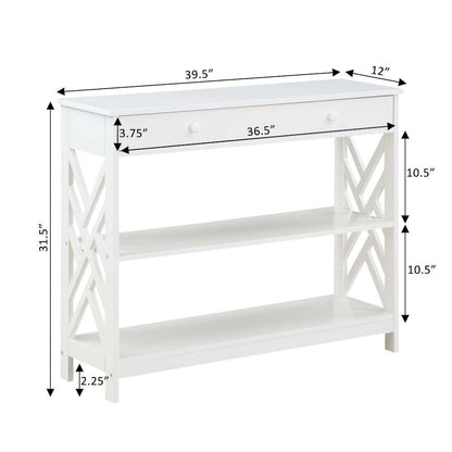 Titan 1 Drawer Console Table with Shelves, White