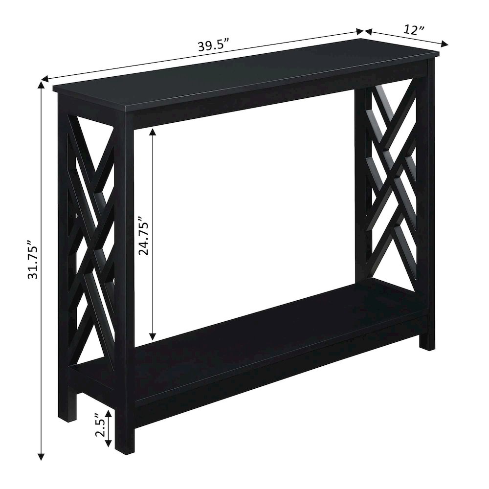 Titan Console Table with Shelf, Black