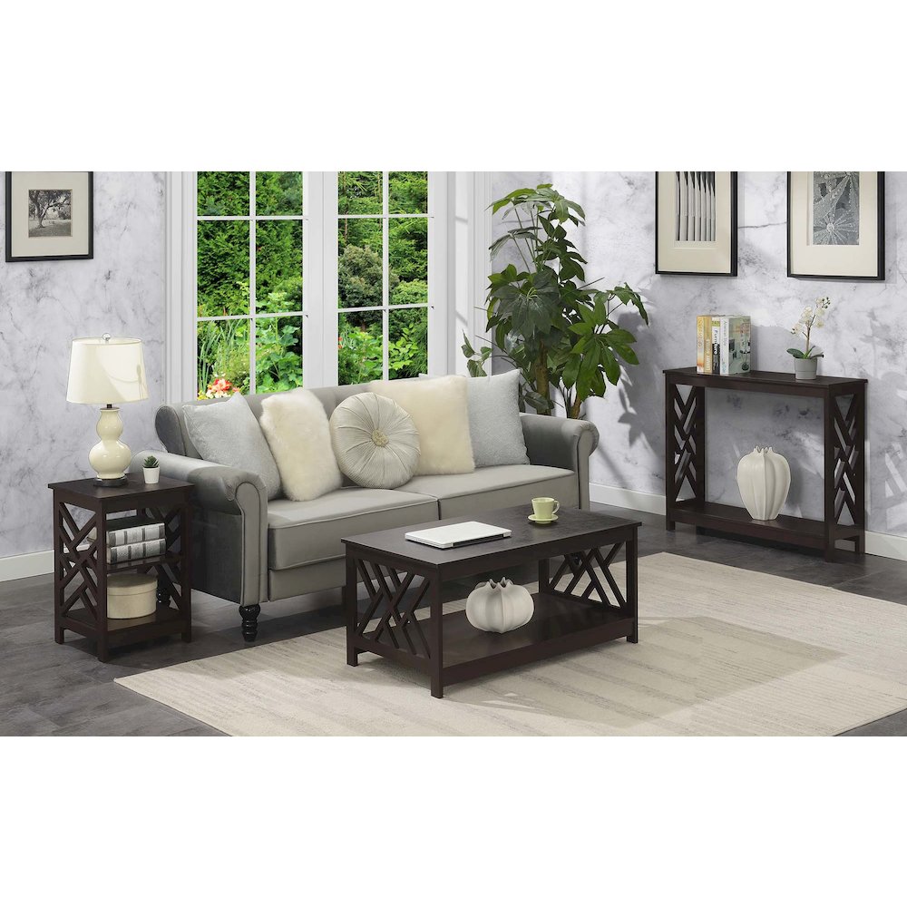 Titan Console Table with Shelf, Espresso