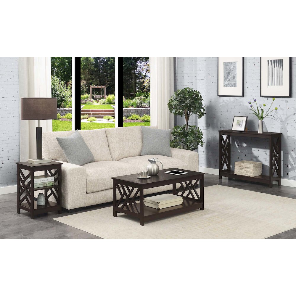 Titan Console Table with Shelf, Espresso