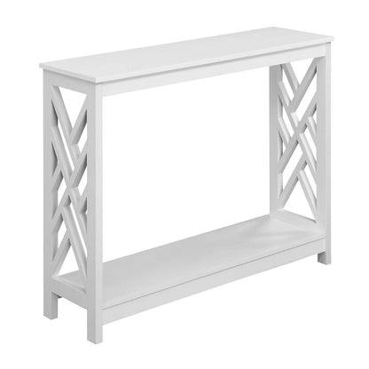 Titan Console Table with Shelf, White