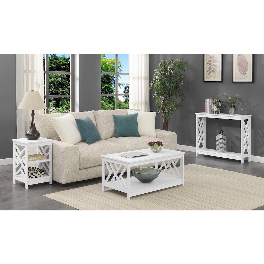 Titan Console Table with Shelf, White