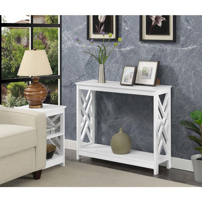 Titan Console Table with Shelf, White