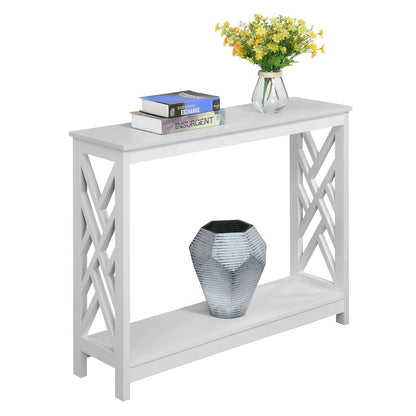 Titan Console Table with Shelf, White
