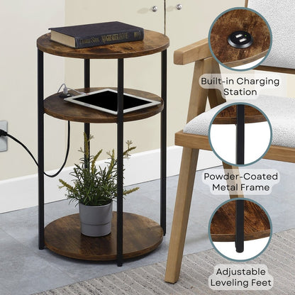 Designs2Go Simon 3 Tier End Table with USB Ports