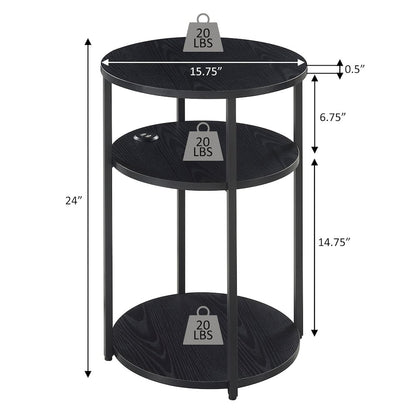 Designs2Go Simon 3 Tier End Table with USB Ports