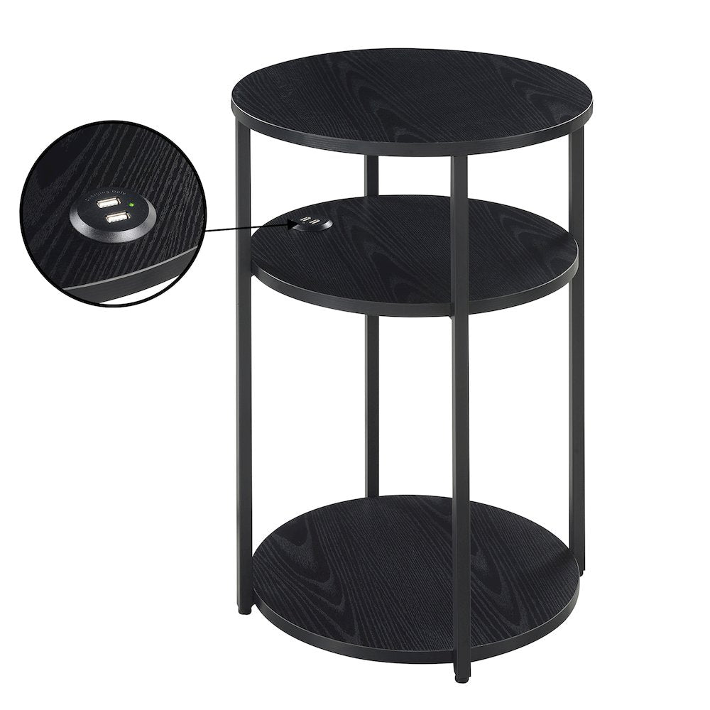 Designs2Go Simon 3 Tier End Table with USB Ports