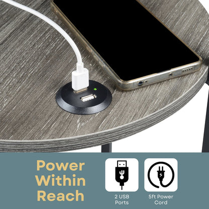 Designs2Go Simon 3 Tier End Table with USB Ports