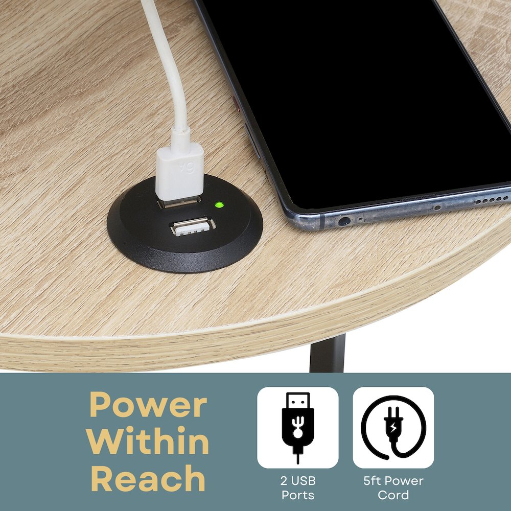 Designs2Go Simon 3 Tier End Table with USB Ports