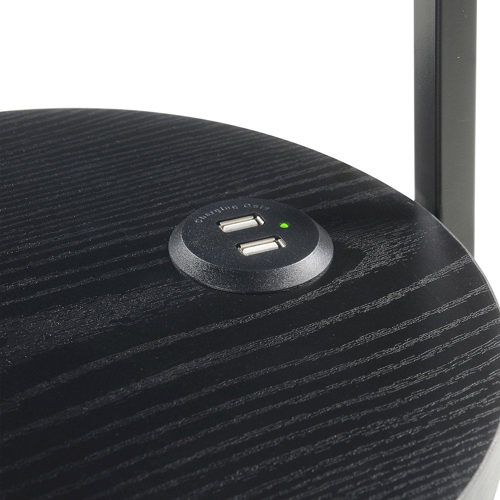 Designs2Go Simon 3 Tier Oval Chairside End Table with USB Ports
