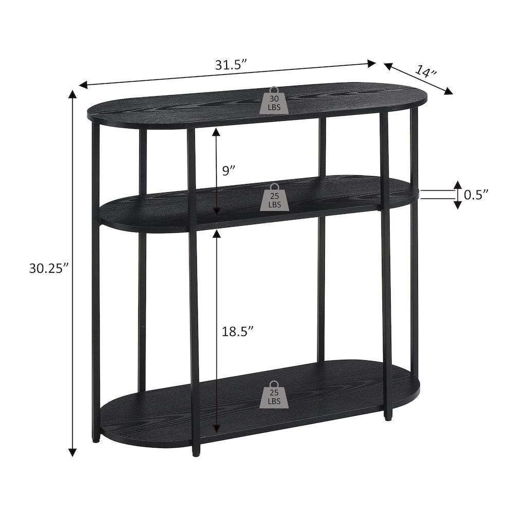Designs2Go Simon 3 Tier Oval Entryway Hall Table