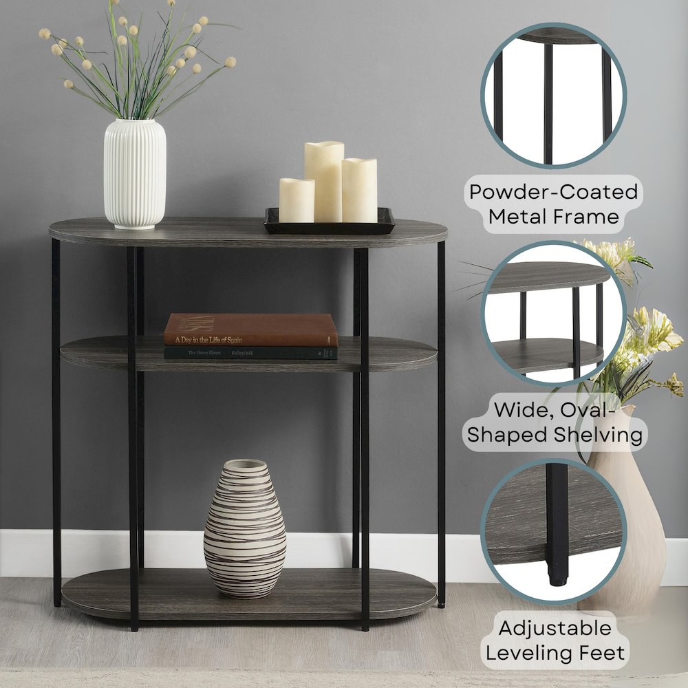 Designs2Go Simon 3 Tier Oval Entryway Hall Table