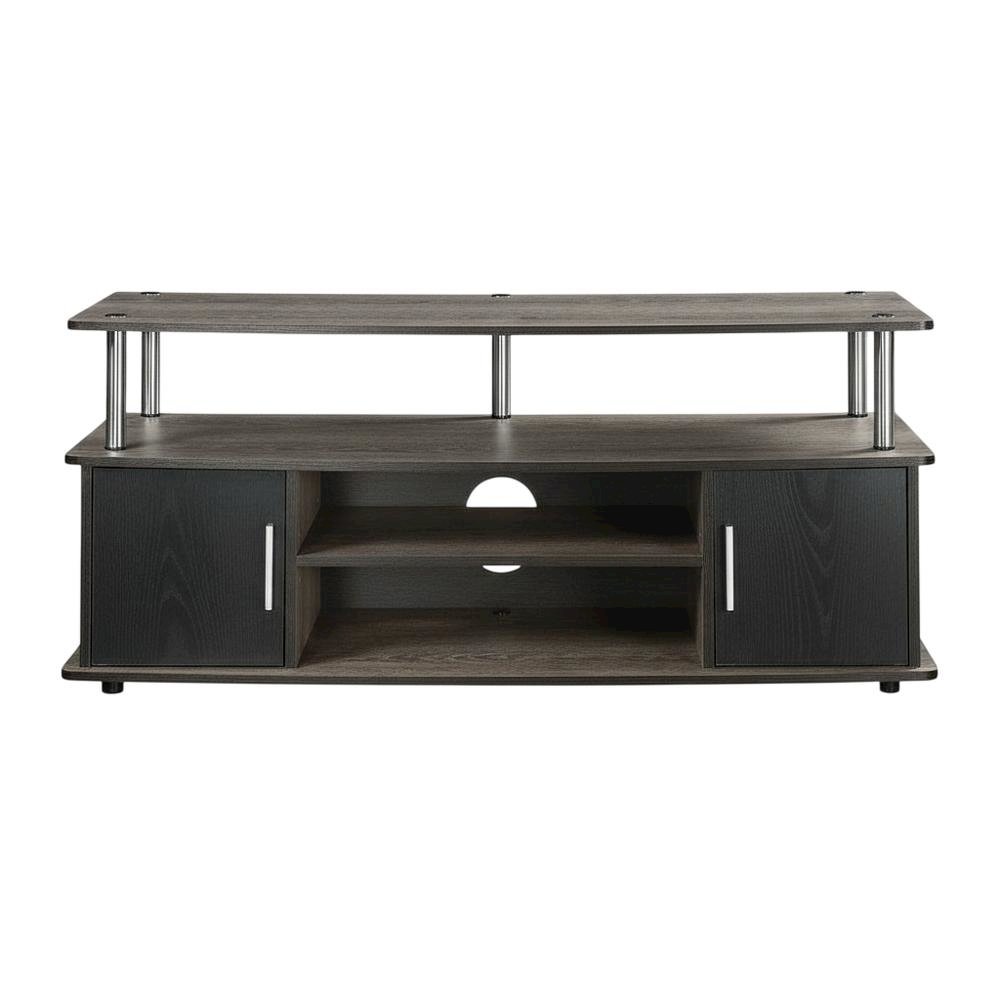 Weathered Gray, Black TV Stand, Cabinets, Shelves, up to 55 Inch TVs
