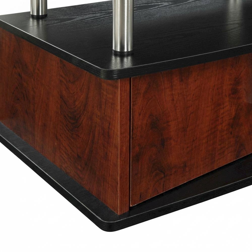 Cherry/Black TV Stand with Cabinets and Shelves for 55-Inch TVs
