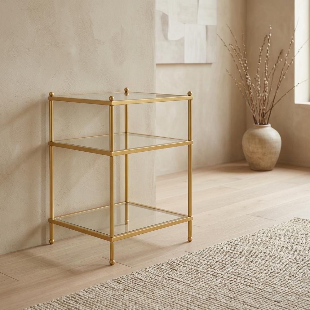 Wood Finish End Table with Smooth Surface and Sturdy Support