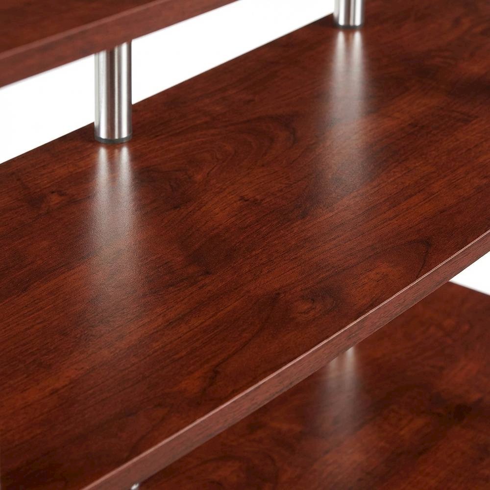Cherry TV stand with no tools, 4-tier design, for TVs up to 55 inches