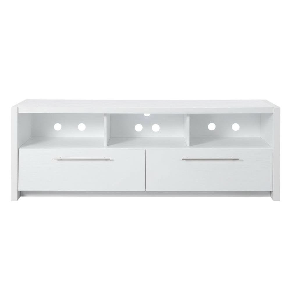 White TV Stand with Cabinets and Shelves for TVs up to 65 Inches