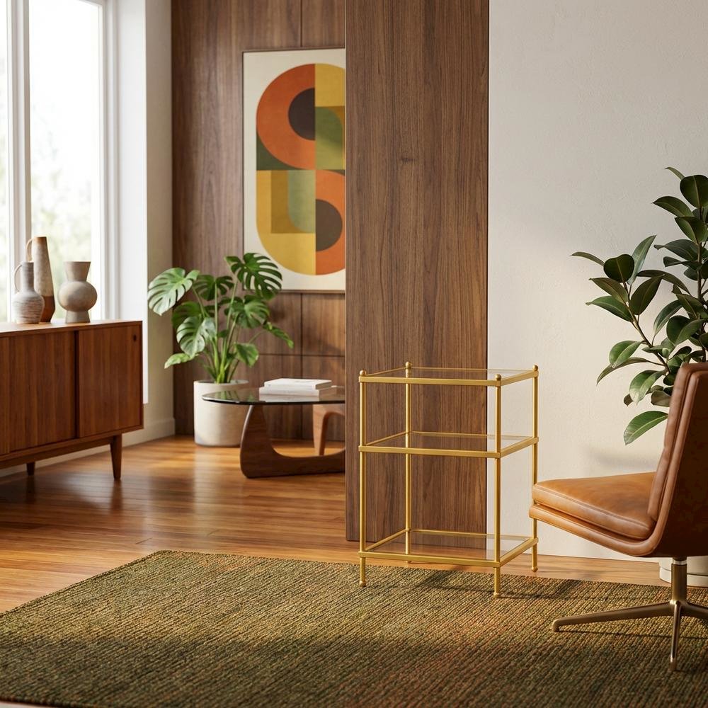 Wood Finish End Table with Smooth Surface and Sturdy Support