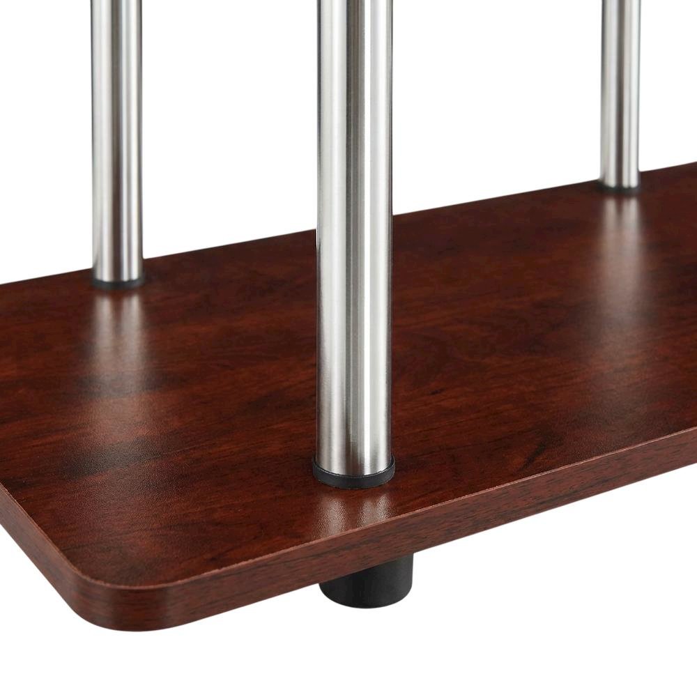 Cherry TV stand with no tools, 4-tier design, for TVs up to 55 inches